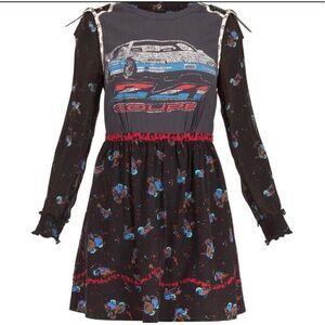 Coach Car Print Layered Dress Silk Mini sz 0